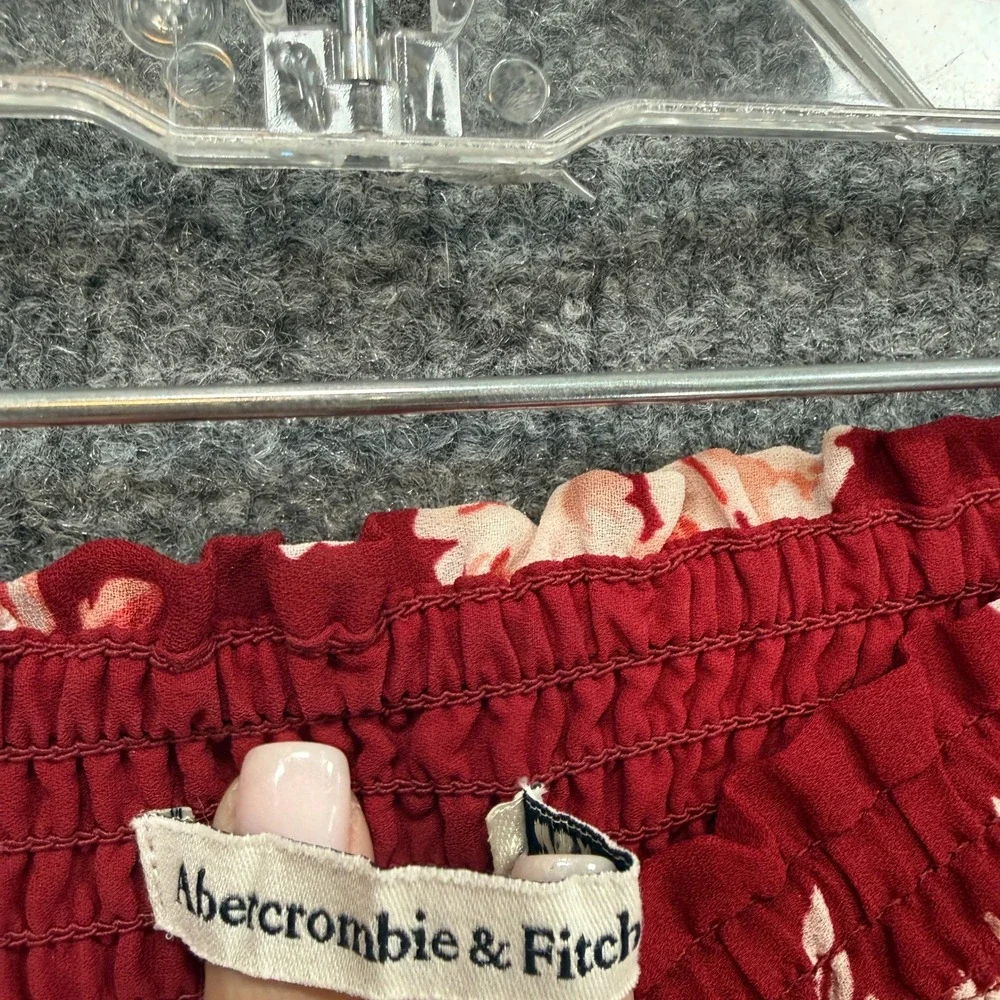 Abercrombie &‎ Fitch 2 Piece Set Women XSP Red Floral Midi Skirt Crop Top Boho